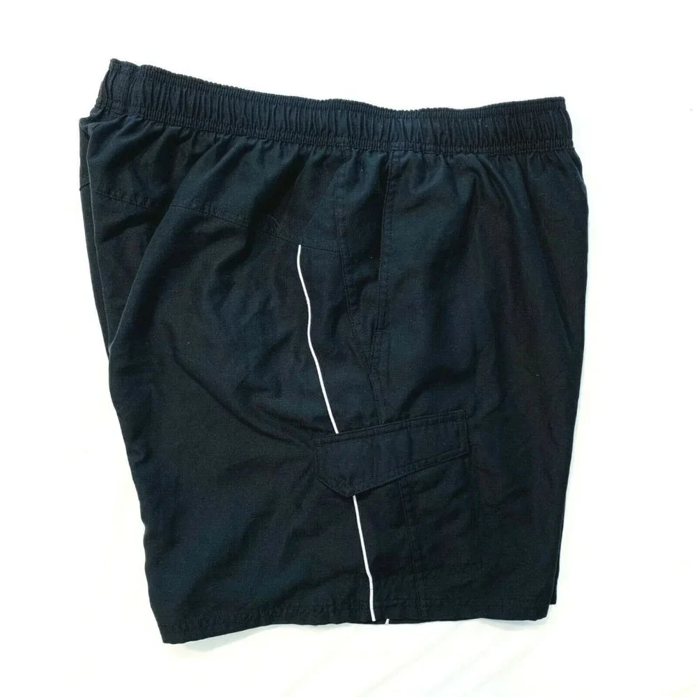 Vintage Nike Swoosh Swim Trunks Board Shorts Mesh Brief Lined‎ XL Black EUC